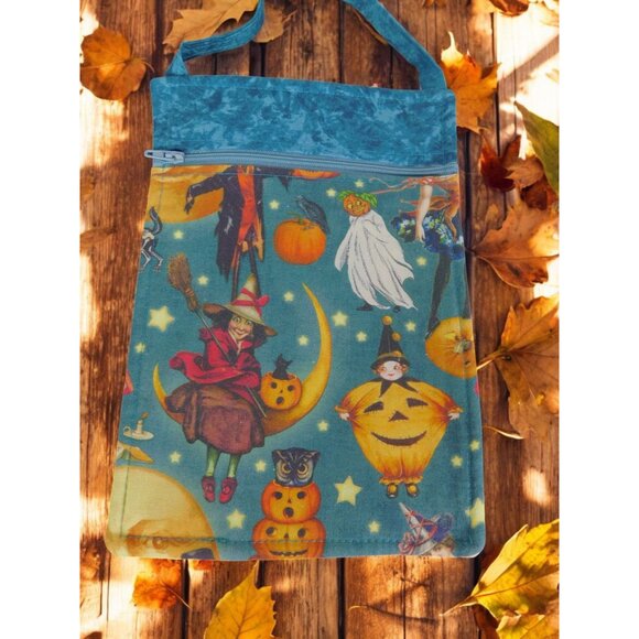 Witchy-Themed Handcrafted Crossbody Bag Zipper Closure Halloween - Picture 6 of 10